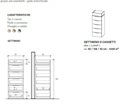Settimino a 6 cassetti Naike linea Chèrie disponibile in 3 colori