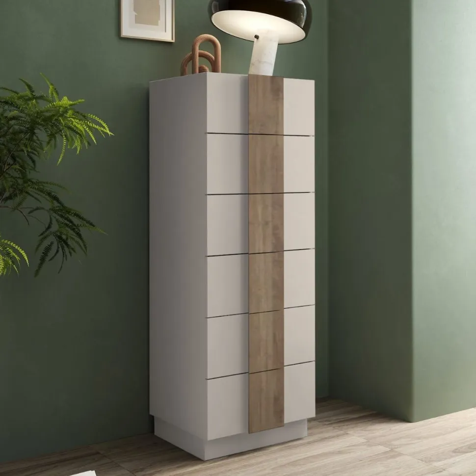 Settimino a 6 cassetti Terry linea Chèrie cashmere e legno mercure