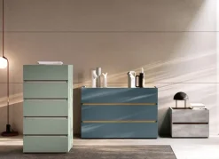 Settimino 5 cassetti con maniglia a gola Verde Salvia disponibile in vari colori
