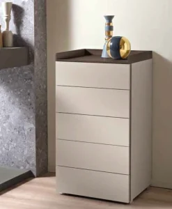 Settimino moderno 5 cassetti con maniglia a gola laterale e top a vassoio disponibile in vari colori May linea Domino