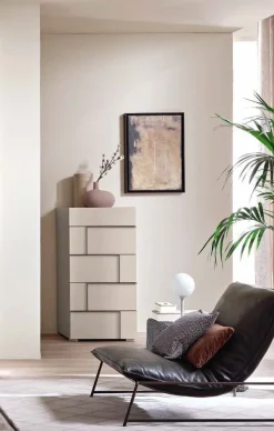 Settimino moderno 5 cassetti con maniglia ergonomica disponibile in vari colori Morgan linea Domino
