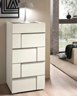 Settimino moderno 5 cassetti con maniglia ergonomica disponibile in vari colori Morgan linea Domino