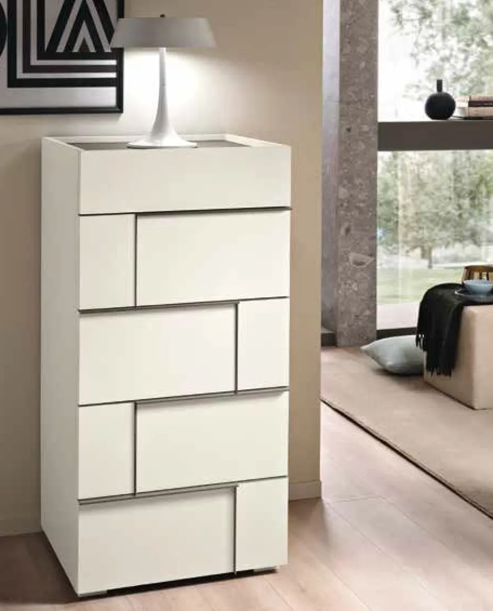 Settimino moderno 5 cassetti con maniglia ergonomica disponibile in vari colori Morgan linea Domino