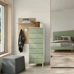 Settimino moderno 7 cassetti in Bianco Opaco Mister linea Volo disponibile in vari colori