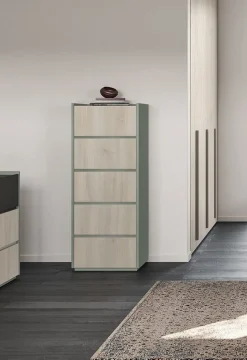 Settimino retrofinito Logan con 5 cassetti Linea Lotto disponibile in 20 colori