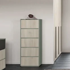 Settimino retrofinito Logan con 5 cassetti Linea Lotto disponibile in 20 colori