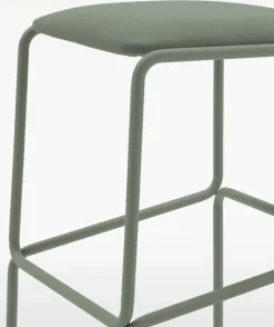 Sgabello fisso con seduta rivestita in microfibra Rubik Verde Salvia disponibile in 6 colori