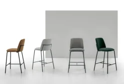 Sgabello fisso con struttura in metallo e seduta rivestita in microfibra Easy disponibile in 7 colori
