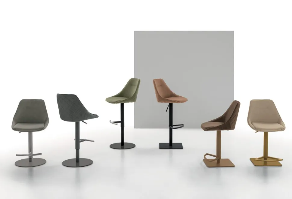 Sgabello regolabile in altezza con seduta imbottita Bilbao disponibile in vari colori