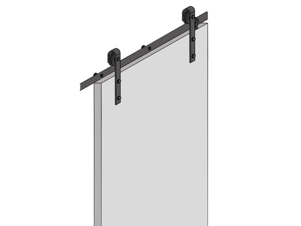 Sistema Bram per ante scorrevoli sospese in legno con chiusura soft
