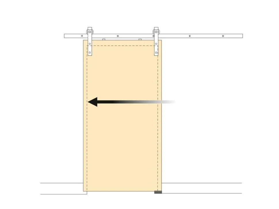 Sistema Bram per ante scorrevoli sospese in legno con chiusura soft