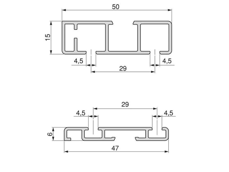 Sistema Flow 2 da superficie in kit per un armadio con 2 ante scorrevoli in legno supportate da chiusura ammortizzata