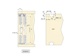 Sistema Flow 2 da superficie in kit per un armadio con 2 ante scorrevoli in legno supportate da chiusura ammortizzata