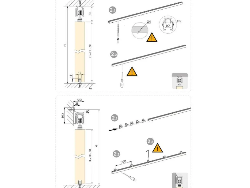 Sistema per ante scorrevoli sospese in legno Railway con chiusura soft