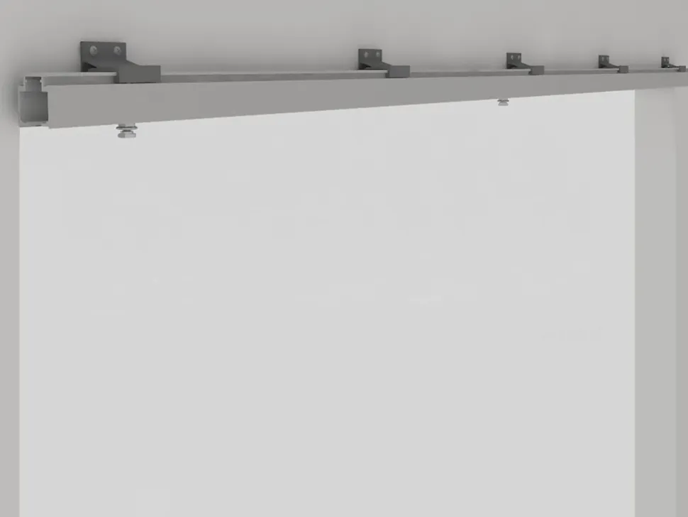 Sistema per ante scorrevoli sospese in legno Railway con chiusura soft
