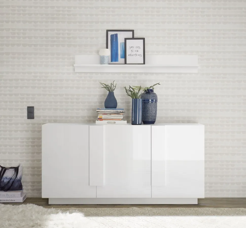 Soggiorno Ares linea Sax in finitura Bianco Lucido