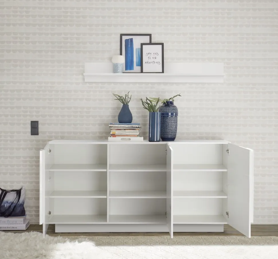Soggiorno Ares linea Sax in finitura Bianco Lucido