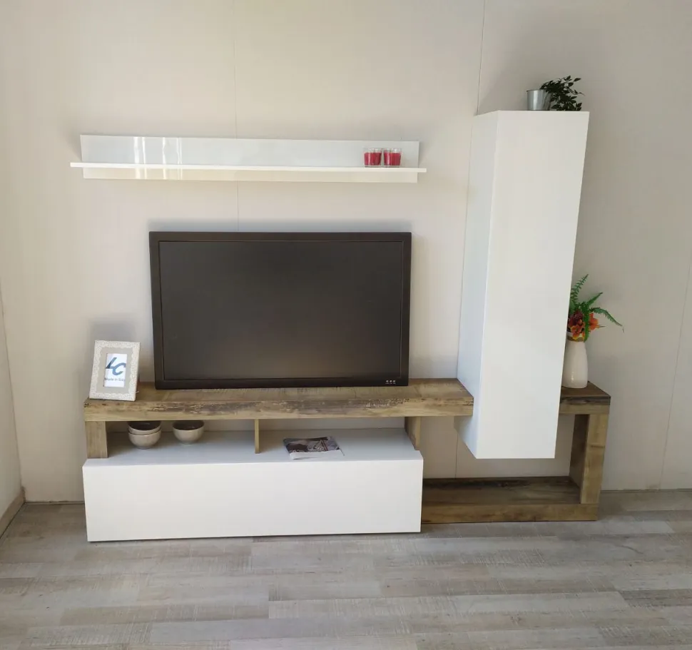 Soggiorno Carla linea Frame in Bianco Lucido e Pero