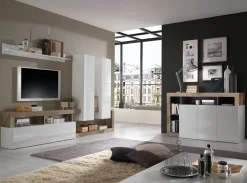 Soggiorno Clea linea Frame in Bianco Lucido e Pero