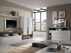 Soggiorno Clea linea Frame in Bianco Lucido e Ossido