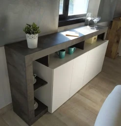 Soggiorno Clea linea Frame in Bianco Lucido e Ossido