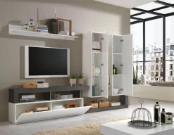 Soggiorno Clea linea Frame in Bianco Lucido e Ossido