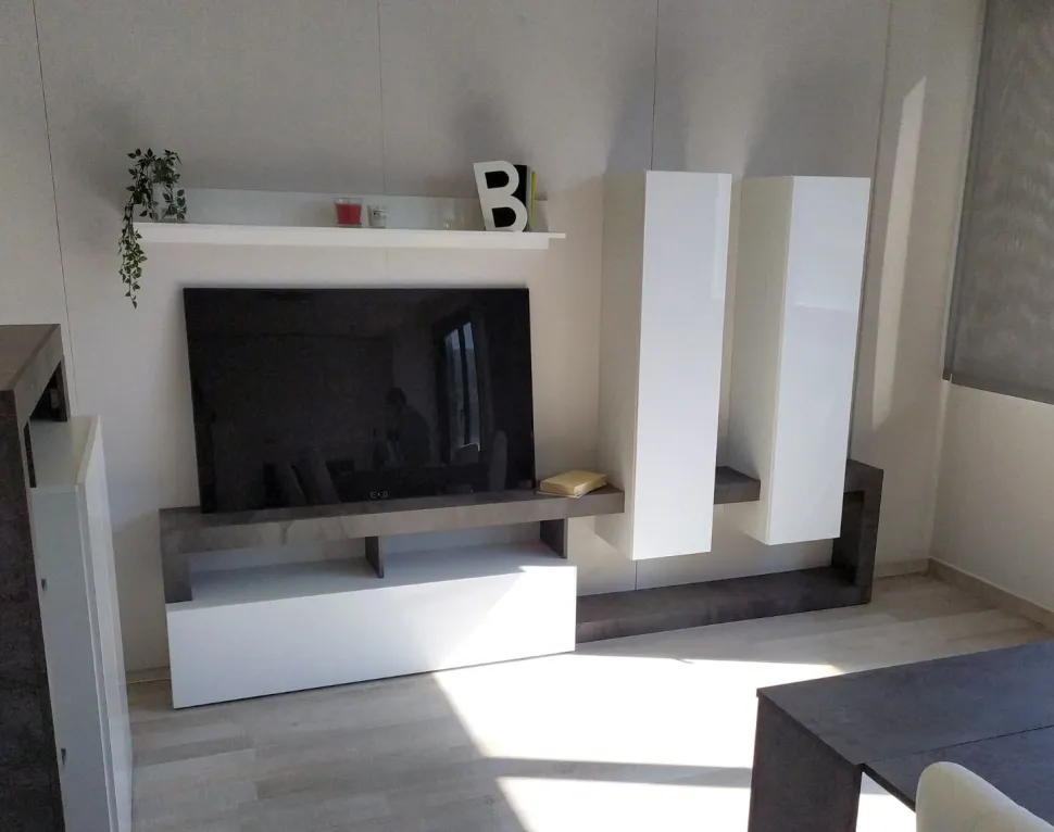 Soggiorno Clea linea Frame in Bianco Lucido e Ossido