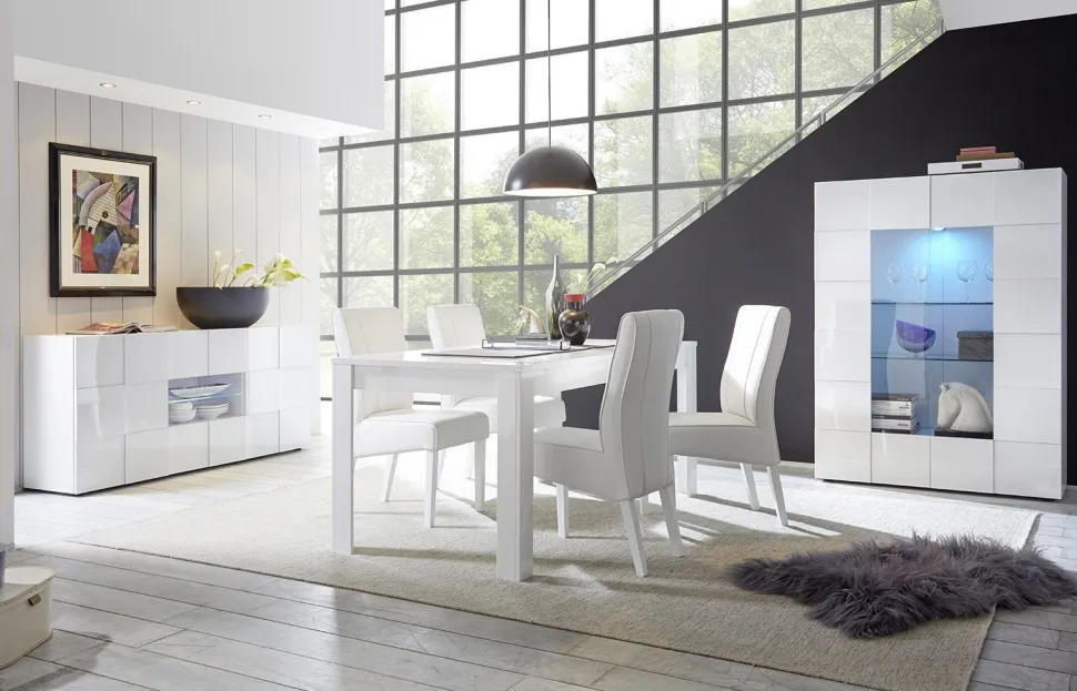 Soggiorno completo Dakin linea Dama in Bianco Lucido