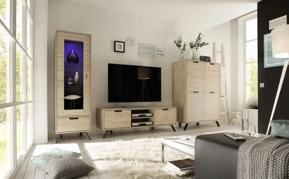 Soggiorno completo Full linea Palma 6 in finitura sherwood oak