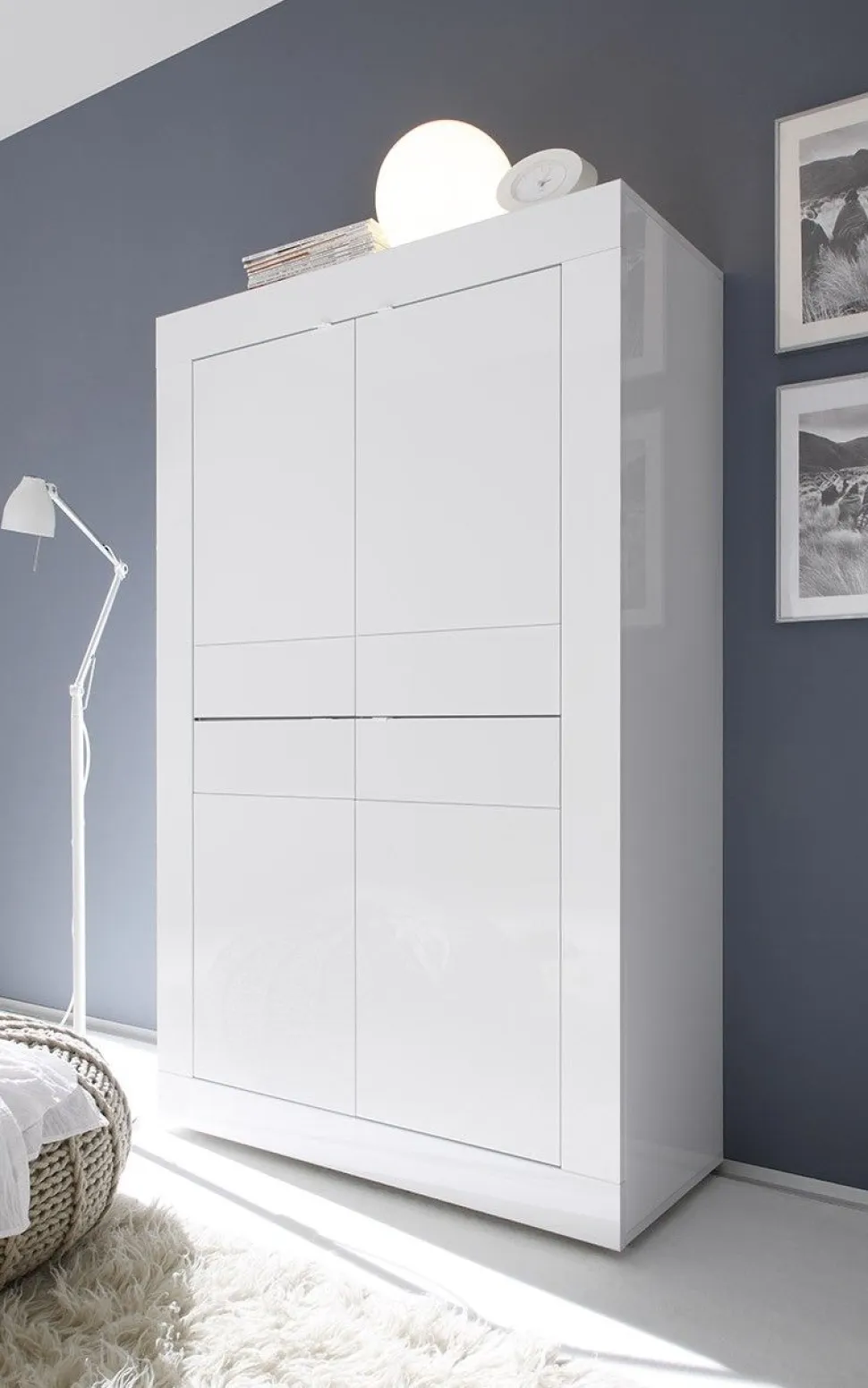 Soggiorno completo Ted linea Basic in Bianco lucido
