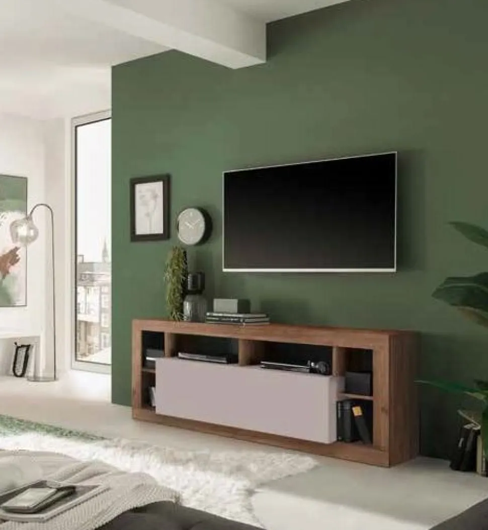 Soggiorno con libreria e porta tv Daniel Linea Verona in Rovere Mercure e Cashmere