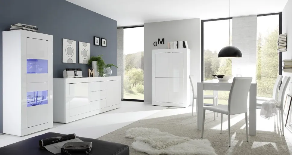 Soggiorno Gian linea Basic in Bianco lucido