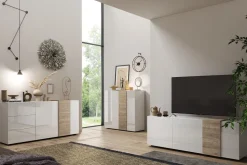 Soggiorno Giovanna linea Olimpo finitura Bianco Lucido e Rovere Kadiz