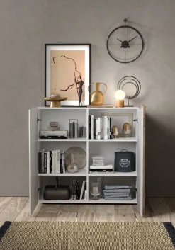 Soggiorno Giovanna linea Olimpo finitura Bianco Lucido e Rovere Kadiz