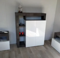 Soggiorno Mina linea Frame in Bianco Lucido e Ossido