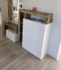 Soggiorno Porzia linea Frame in Bianco Lucido e Pero