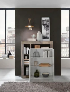 Soggiorno Porzia linea Frame in Bianco Lucido e Pero