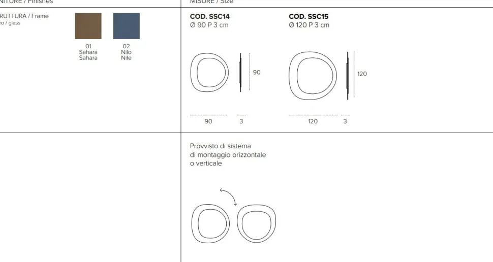 Specchiera Sagomata Nefti disponibile in 2 colori e 2 misure