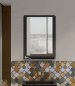 Specchio Alluminium con mensola integrata disponibile in vari colori