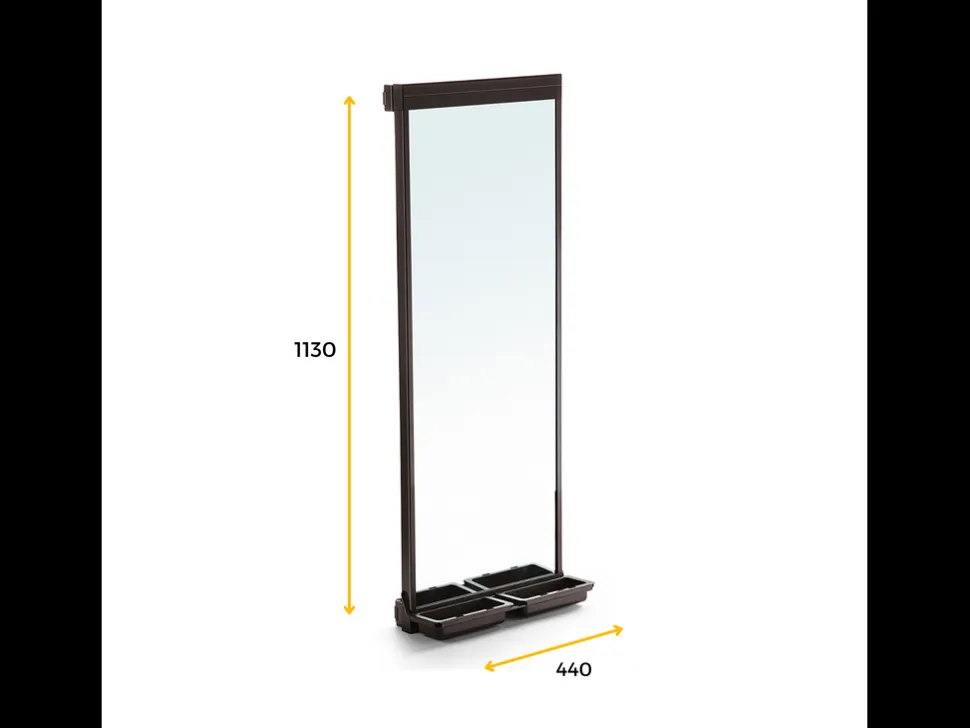 Speccio estraibile con porta oggetti per interno armadio in Alluminio e Tecnoplastica
