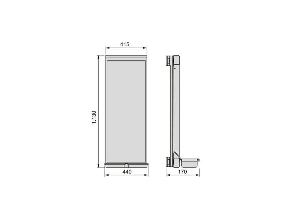 Speccio estraibile con porta oggetti per interno armadio in Alluminio e Tecnoplastica
