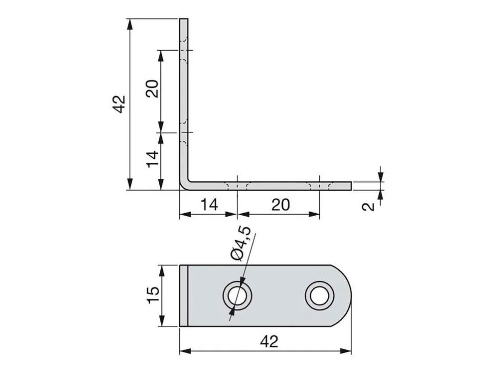 Squadrette di unione per mobili 42x42mm 4 fori