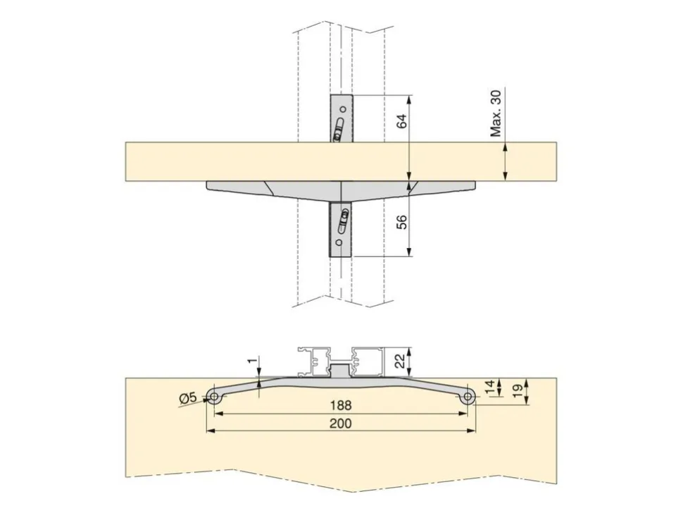 Staffe per 1 ripiano in legno, 1 modulo e 1 asta di sospensione, lunghezza 1 m Zero, Zama, Verniciato nero testurizzato