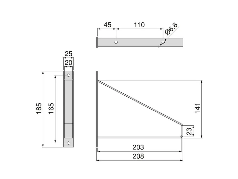 Supporti per mensole in legno Shelf con forma triangolare disponibile in 2 colori