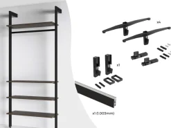 Supporti per 3 ripiani in Legno e 1 modulo per struttura Zero, Zama, Verniciato grigio pietra