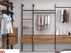 Supporti per 3 ripiani in Legno e 1 modulo per struttura Zero, Zama, Verniciato grigio pietra