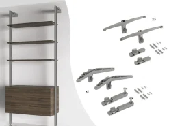 Supporti per 3 ripiani in Legno e 1 modulo per struttura Zero, Zama, Verniciato grigio pietra