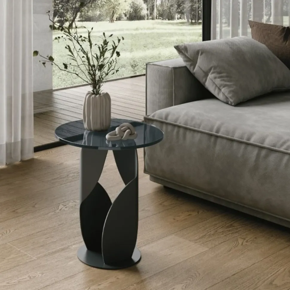 Tavolino angolare con piano in vetro temprato trasparente Cocktail