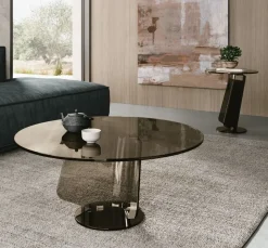 Tavolino angolare da salotto in vetro curvato trasparente Miraggio Corner disponibile in vari colori