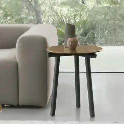 Tavolino angolare da salotto con piano in vetro o gres Kyoto Corner disponibile in vari colori